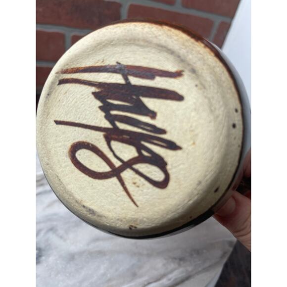 Artist Signed Studio Pottery Prudhoe Bay Alaska Mug Map Graphic Stoneware Vtg - Picture 2 of 7